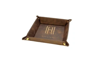 Wholesale Home Decor Snap up Storage Tray Custom Folding Valet Tray Bandejas De Almacenamiento Laserable Leatherette Catch Tray