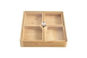 Cheap Multi Compartments Snack Storage Container Sectional Tray Wooden Candy Tray Dried Fruit Box for Candy/Dry Fruit/Nuts