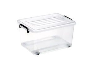 Clear Plastic Stackable Storage Box with Latching Lids and Wheels Transparent Storage Bin for Home and Office Organization