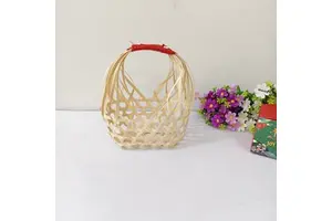 Manufacturer's Wedding One-Month Gift Basket Double-Handle Chinese Style Small Size Bamboo Basket Home Use Souvenir Packaging