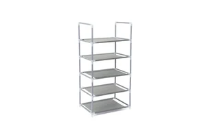 Customized Lightweight Modern Iron Shoe Rack with Non-Woven Fabric Double Tiers Foldable Storage for Kitchen & Bathroom