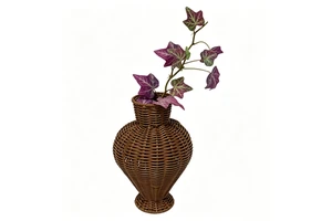 Boho Style Natural Rattan Vase Handmade Flowers Rattan Vase For Living Room & Home Table Decor