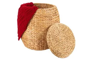 Modern Handwoven Brown Eco-Friendly Circle Rattan Storage Basket with Flexible Design for Living Room Bedroom Organizer