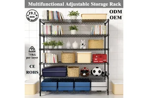 Storage Organizer 6-Layer Load 75kg Per Layer Carbon Steel Racks Light Duty Durable for Bathroom Kitchen & Living Room