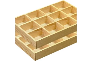 High Quality Modern Stylish Portable Wooden Single Tier Rectangle Multifunction Desk Display Tray Compartments Jewelry Sundries