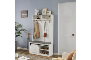 WB002 White Hall Tree Elegant Wall Storage Solution