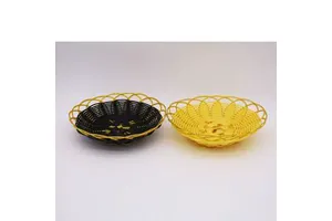 Wholesale Cheap Washable Poly Rattan Wicker Woven Fruit Basket Plastic Food Basket for Home