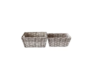 Poly Rattan Basket Plastic Pantry Woven Wicker Storage Basket Retro Style Basket
