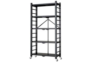 Mobile Tier Metal Foldable Collapsible Kitchen Storage Folding Shelf Rack for Bathroom Kitchen Living Room