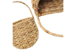 Handmade Modern Design Water Hyacinth Wicker Round Wall Hanging Basket Small Space Storage Easter Wedding Decor Organizer