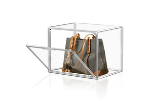 36*27*21cm Transparent Acrylic Handbag Purse Display Box Magnetic Foldable Stackable Handbag Shoes Storage Container Box