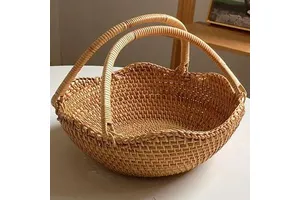 God Grace Overseas Wood Flower Basket Handmade Wicker Planter Handle Woven Storage Home Wedding Garden Decoration Customized