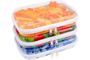 Clear Hard Plastic Zipper Case Transparent Double Zippers Hard Pouch Portable Travel Organizer Bin for Toy Storage