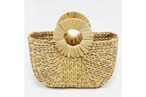 Artex Dong Thap Vietnam Handmade Seagrass Rope Storage Basket Water Hyacinth Braided Woven Handbag Model SD1434A-1NA Direct