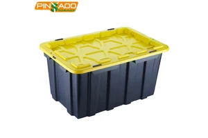 New Fashion Function Storage High Quality 60L Yellow Black Stackable Plastic Tool Storage Box