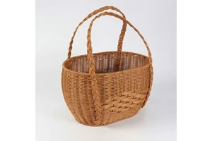 Handwoven Rattan Style Hanging Basket Braided Handle Natural Wicker Eco-Friendly Storage Picnic Shopping Home Organization Decor
