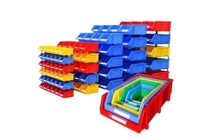 Warehouse Tool Hardware Storage Box Square Plastic PP Injection Stackable Hanging Shelf Storage Bin Part Bin