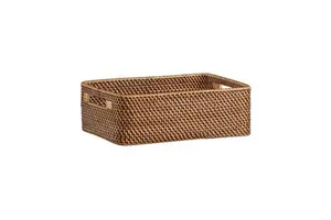 Antique Creations Eco-Friendly Luxury Wicker Rattan Rectangle Storage Basket Home Decor Multi-Purpose Use Made in India