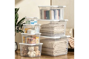 BW6601 Extra Large Transparent Plastic Storage Box & Bins Modern Injection-Molded Multifunction Toy Clothes Organizer Wholesale