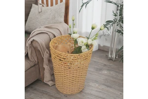 Multifunctional Home Decorative Round Storage Basket Handmade Woven Plastic PE Wicker Rattan for Kitchen Use-Food Pot Storage