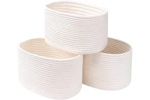 Beige Cotton Rope Eco-Friendly Multifunction 3-set Woven Storage Baskets For Food Storage Fashionable Room