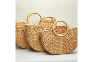 Light Brown Hyacinth Rattan Handmade Straw Wicker Basket Flower Decor Holiday Decoration TUYET DUNG WHB11 Made in Vietnam