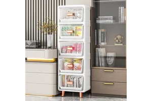 35CM 3-6 Layer Living Room Transparent Plastic Storage Organizer Box Multi-functional Save Space Plastic Storage Cabinet