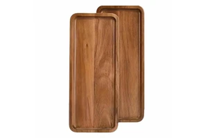 Customizable Size Modern Polished Wooden Party Tea Set Tray Plate Dish Storage Tray for Kitchen Living Room Dishwasher Safe