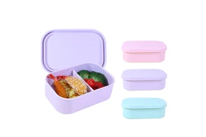 Luxury 2 Compartment BPA Free Microwavable Dishwasher Oven Safe 100% Food Grade Silicone Lunch Bento Snack Box Container