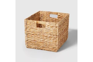 Essentials Water Hyacinth Rectangular Decorative Storage Baskets with Handles Water Hyacinth Basket