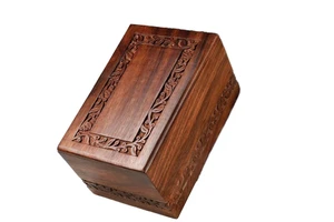 Wood Carved Sustainable Multifunction Rectangle Decorative Storage Box Classic Design Large Wooden Organizer Keepsake Container