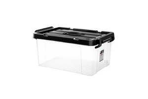 Various Sizes High Quality PP Injection-Molded Rectangle Transparent Plastic Box Organizer Storage with Black Lid