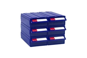 Leadloong F1 All Blue Color 6pcs Three-Layer Classic Plastic Storage Box 80*95*50MM/7*3.7*2 Inch Small Parts Organizer