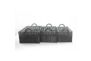 High Quality Best Price Heavy Duty Plastic Rattan Wicker Basket Decorative Storage Baskets Set of 3