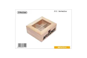 16x14x6.5cm Wooden Decorative Storage Box with Glass Window for Gift and Display