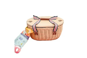 Custom Eco-Friendly Rattan Bamboo Picnic Basket Set Wood Lid Wicker Material Multifunction Design Customizable Size Rectangular