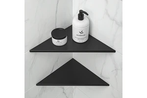 Manufacture Matte Black Bathroom Shelves Wall Mounted Storage Organizer Rack