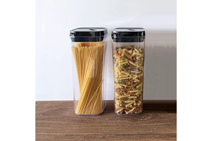 Tall Plastic Pasta Storage Container with Airtight Lid Top Canister Jar for Spaghetti Linguine Noodle Coffee Bean Box