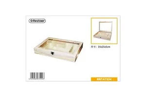 13-Compartment Wooden Storage Box with Window 35*25*5cm Decorative Storage Case