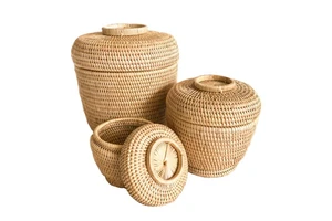 Handmade Woven Wicker Set Rattan Baskets Nutty Shape Modern Customizable Eco-Friendly Durable Food Storage Candy Small Basket
