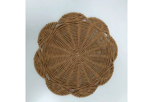 Hot Sale Eco-Friendly Round Rattan Wicker Tray Handwoven Iron Storage Basket Decorative Woven Baskets Made of PE and PC