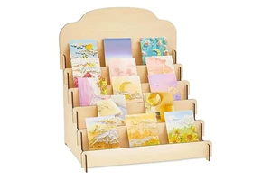 Casual Rectangular Wooden Storage Rack Handicrafts Wind Display Cabinet Lacquer for Greeting Cards Furniture Decorations