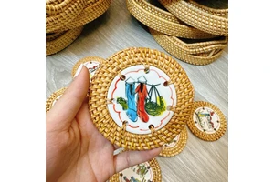 Wholesale Eco-Friendly Natural Rattan Plates Classic Wedding Picnics Inspired Vietnam Water Hyacinth Tableware Wicker Basket