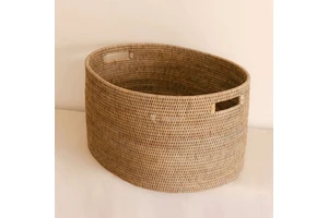 OEM Custom Size Natural Rattan Laundry Basket, Set Wicker Storage Basket for Private Label Interior Brands Wholesale