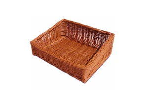 Slanted Dark Brown Woven Rattan Wicker Basket