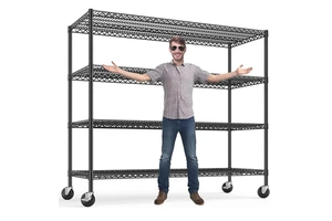 Mobile 5-Layer Wire Shelving Cart Rack Chrome Plated Heavy Duty Rolling Tool Organizer Storage Units