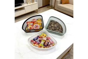 Creative Home Decor Desktop Storage Basket Wrought Iron Fan-Shaped Fine-Mesh Storage Basket