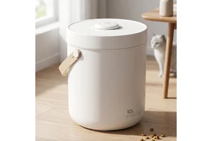 Extra Large 10L Stainless Steel Airtight Vacuum Sealed Grain Storage Bin With Lid Scoop USB Charging Keep Fresh Household Use