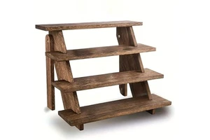 Custom Multi-Tiered Wood Display Shelf - Perfect for Collectibles, Decorative Objects and Small Plants.