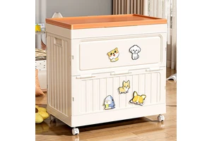 WANUO Clothing/Bedding Storage Box Foldable Plastic Storage Box Easy to Move Plastic Storage Box with Universal Wheels